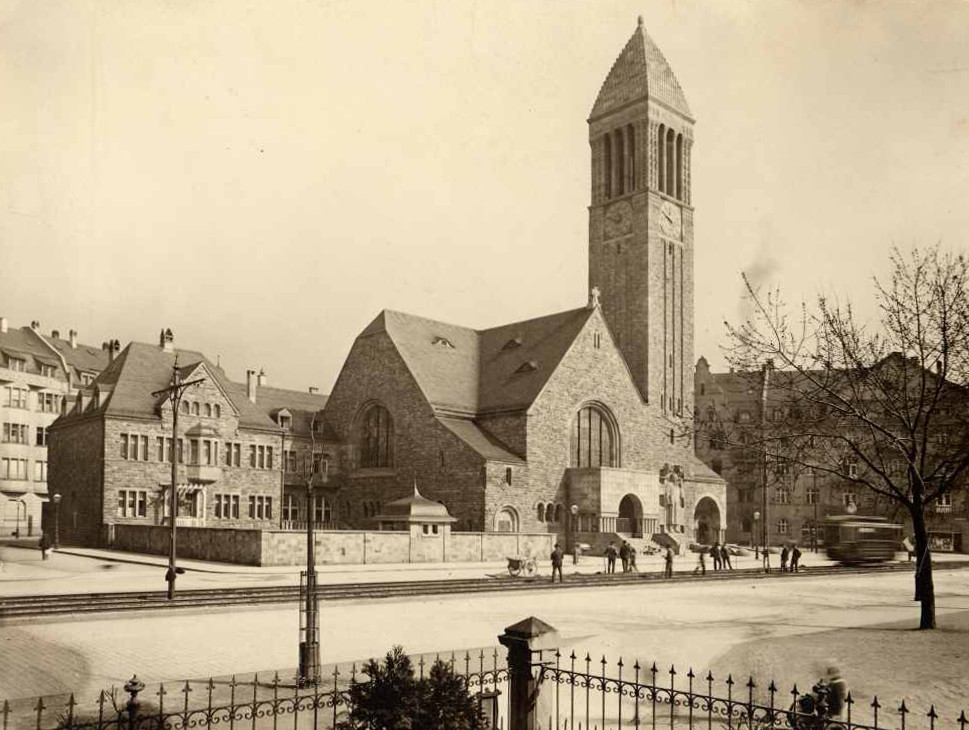Karlsruhe | Lutherkirche | Außenbau | Foto: Stadtarchiv Karlsruhe, Ansicht um 1907